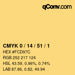 Color code: CMYK 0 / 14 / 51 / 1 | qconv.com