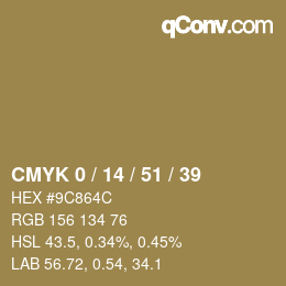 Farbcode: CMYK 0 / 14 / 51 / 39 | qconv.com