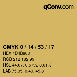 カラーコード: CMYK 0 / 14 / 53 / 17 | qconv.com