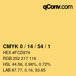 颜色代码: CMYK 0 / 14 / 54 / 1 | qconv.com