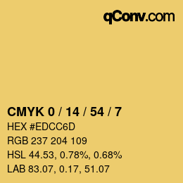 Color code: CMYK 0 / 14 / 54 / 7 | qconv.com