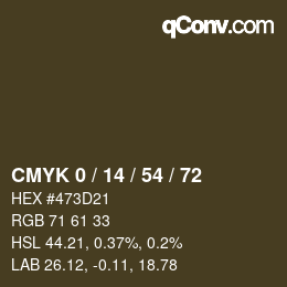カラーコード: CMYK 0 / 14 / 54 / 72 | qconv.com