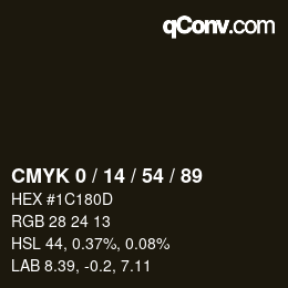 Color code: CMYK 0 / 14 / 54 / 89 | qconv.com