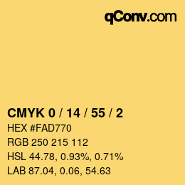 Color code: CMYK 0 / 14 / 55 / 2 | qconv.com