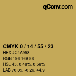 Farbcode: CMYK 0 / 14 / 55 / 23 | qconv.com