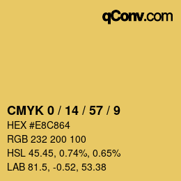 カラーコード: CMYK 0 / 14 / 57 / 9 | qconv.com