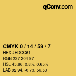 カラーコード: CMYK 0 / 14 / 59 / 7 | qconv.com