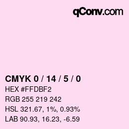 颜色代码: CMYK 0 / 14 / 5 / 0 | qconv.com