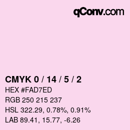 カラーコード: CMYK 0 / 14 / 5 / 2 | qconv.com