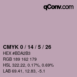 カラーコード: CMYK 0 / 14 / 5 / 26 | qconv.com