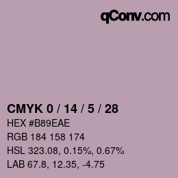 カラーコード: CMYK 0 / 14 / 5 / 28 | qconv.com