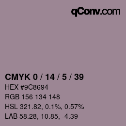 カラーコード: CMYK 0 / 14 / 5 / 39 | qconv.com