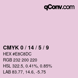 カラーコード: CMYK 0 / 14 / 5 / 9 | qconv.com