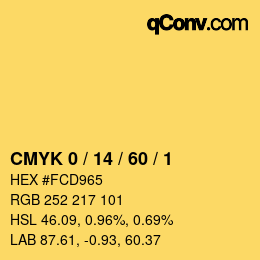 Color code: CMYK 0 / 14 / 60 / 1 | qconv.com