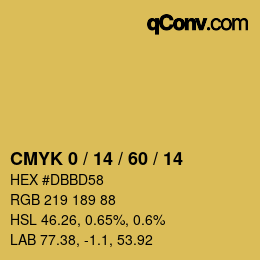 颜色代码: CMYK 0 / 14 / 60 / 14 | qconv.com