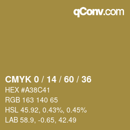 カラーコード: CMYK 0 / 14 / 60 / 36 | qconv.com