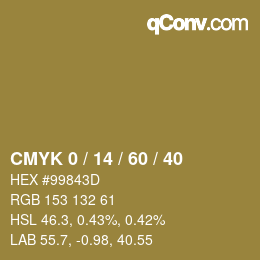 カラーコード: CMYK 0 / 14 / 60 / 40 | qconv.com