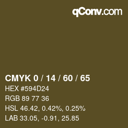 カラーコード: CMYK 0 / 14 / 60 / 65 | qconv.com