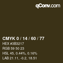 カラーコード: CMYK 0 / 14 / 60 / 77 | qconv.com