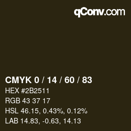 カラーコード: CMYK 0 / 14 / 60 / 83 | qconv.com