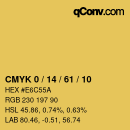 カラーコード: CMYK 0 / 14 / 61 / 10 | qconv.com