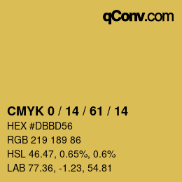 カラーコード: CMYK 0 / 14 / 61 / 14 | qconv.com