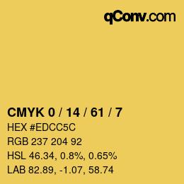 カラーコード: CMYK 0 / 14 / 61 / 7 | qconv.com
