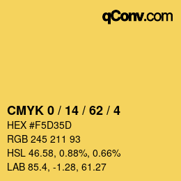 Color code: CMYK 0 / 14 / 62 / 4 | qconv.com