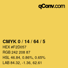 カラーコード: CMYK 0 / 14 / 64 / 5 | qconv.com