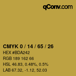 カラーコード: CMYK 0 / 14 / 65 / 26 | qconv.com