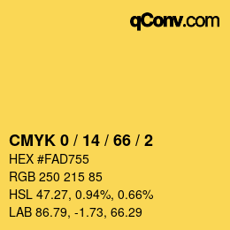 Color code: CMYK 0 / 14 / 66 / 2 | qconv.com