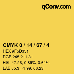 Color code: CMYK 0 / 14 / 67 / 4 | qconv.com