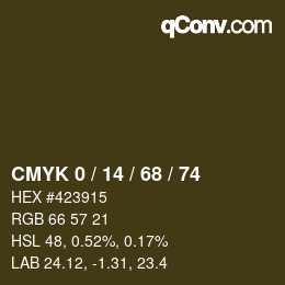 Color code: CMYK 0 / 14 / 68 / 74 | qconv.com