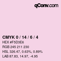 カラーコード: CMYK 0 / 14 / 6 / 4 | qconv.com