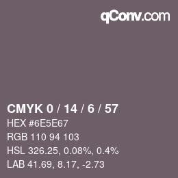 Color code: CMYK 0 / 14 / 6 / 57 | qconv.com