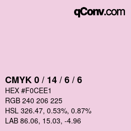 颜色代码: CMYK 0 / 14 / 6 / 6 | qconv.com