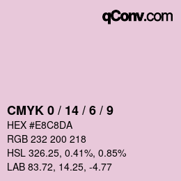 カラーコード: CMYK 0 / 14 / 6 / 9 | qconv.com