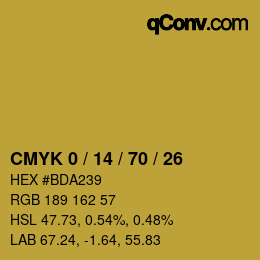 カラーコード: CMYK 0 / 14 / 70 / 26 | qconv.com