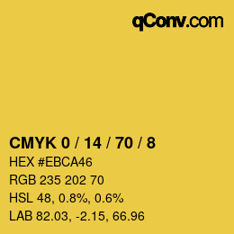 カラーコード: CMYK 0 / 14 / 70 / 8 | qconv.com