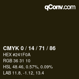 Farbcode: CMYK 0 / 14 / 71 / 86 | qconv.com