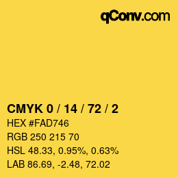 Color code: CMYK 0 / 14 / 72 / 2 | qconv.com