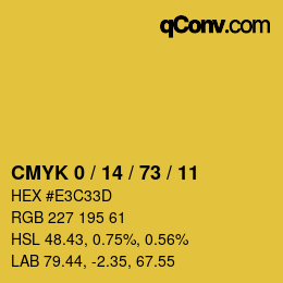 Color code: CMYK 0 / 14 / 73 / 11 | qconv.com