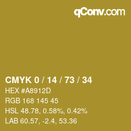 Color code: CMYK 0 / 14 / 73 / 34 | qconv.com