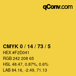 Color code: CMYK 0 / 14 / 73 / 5 | qconv.com