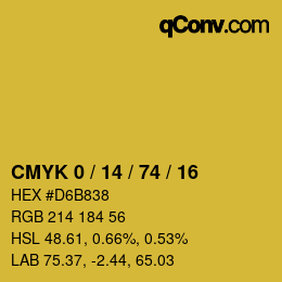 カラーコード: CMYK 0 / 14 / 74 / 16 | qconv.com