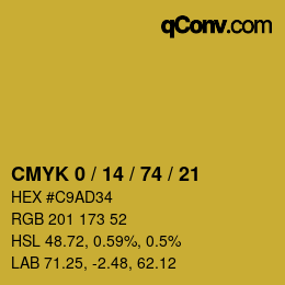 カラーコード: CMYK 0 / 14 / 74 / 21 | qconv.com