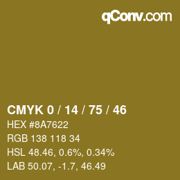 カラーコード: CMYK 0 / 14 / 75 / 46 | qconv.com