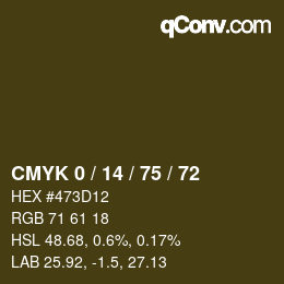 Color code: CMYK 0 / 14 / 75 / 72 | qconv.com