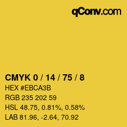 カラーコード: CMYK 0 / 14 / 75 / 8 | qconv.com