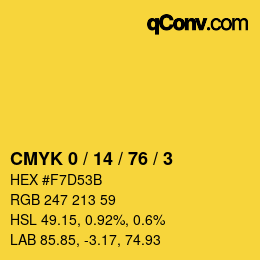 Color code: CMYK 0 / 14 / 76 / 3 | qconv.com